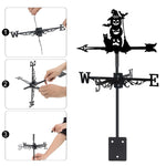 Halloween pumpkins metal weather vane with directional arrows and mounting rod, outdoor roof and garden decoration