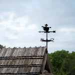 Halloween scarecrow metal weather vane with directional arrows and mounting rod, outdoor roof and garden decoration