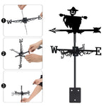 Halloween scarecrow metal weather vane with directional arrows and mounting rod, outdoor roof and garden decoration