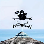 Happy halloween ghost metal weather vane with directional arrows and mounting rod, outdoor roof and garden decoration
