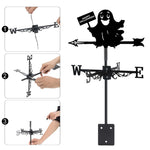 Happy halloween ghost metal weather vane with directional arrows and mounting rod, outdoor roof and garden decoration