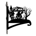 Happy halloween metal hanging basket bracket mounted on outdoor wall for plant decoration