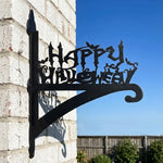 Happy halloween metal hanging basket bracket mounted on outdoor wall for plant decoration