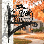 Happy halloween metal hanging basket bracket mounted on outdoor wall for plant decoration