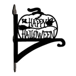 Happy halloween metal hanging basket bracket mounted on outdoor wall for plant decoration