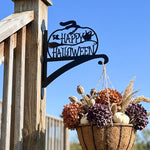 Happy halloween metal hanging basket bracket mounted on outdoor wall for plant decoration