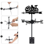 Happy halloween metal weather vane with directional arrows and mounting rod, outdoor roof and garden decoration
