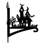 Haunted castle metal hanging basket bracket mounted on outdoor wall for plant decoration