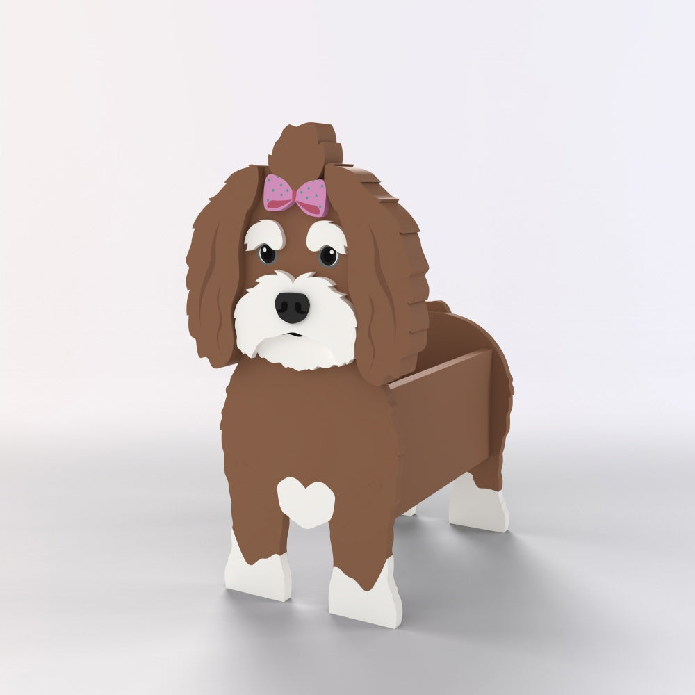 Full-body view of the Havanese dog planter