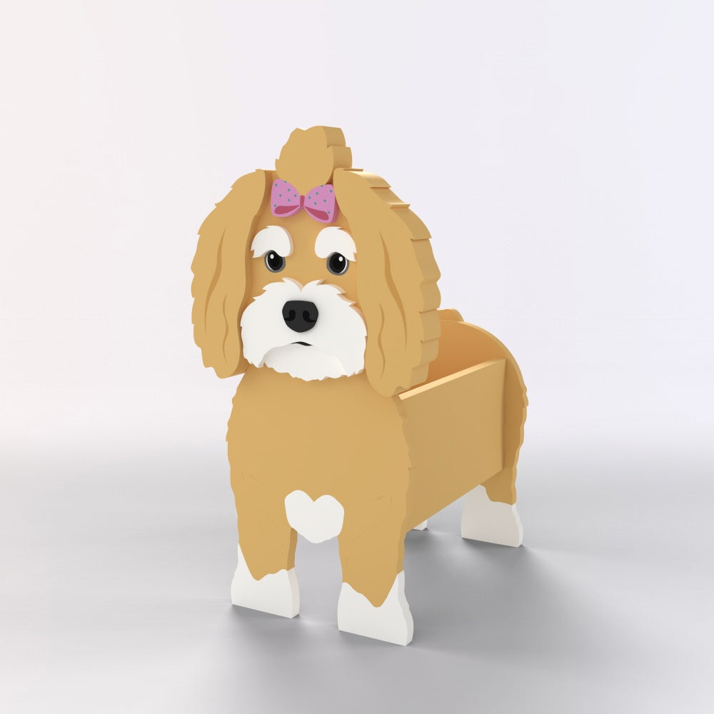 Full-body view of the Havanese dog planter