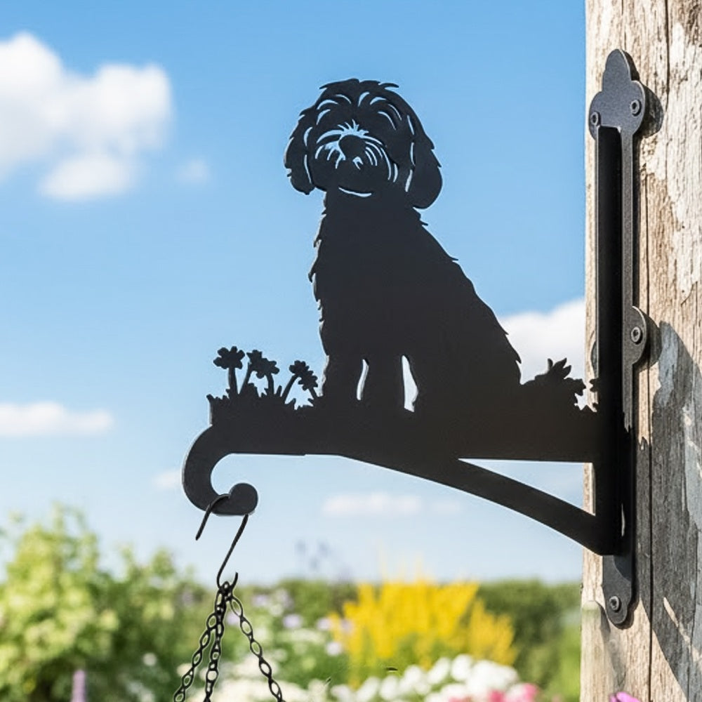 Havanese metal hanging basket bracket mounted on outdoor wall for plant decoration