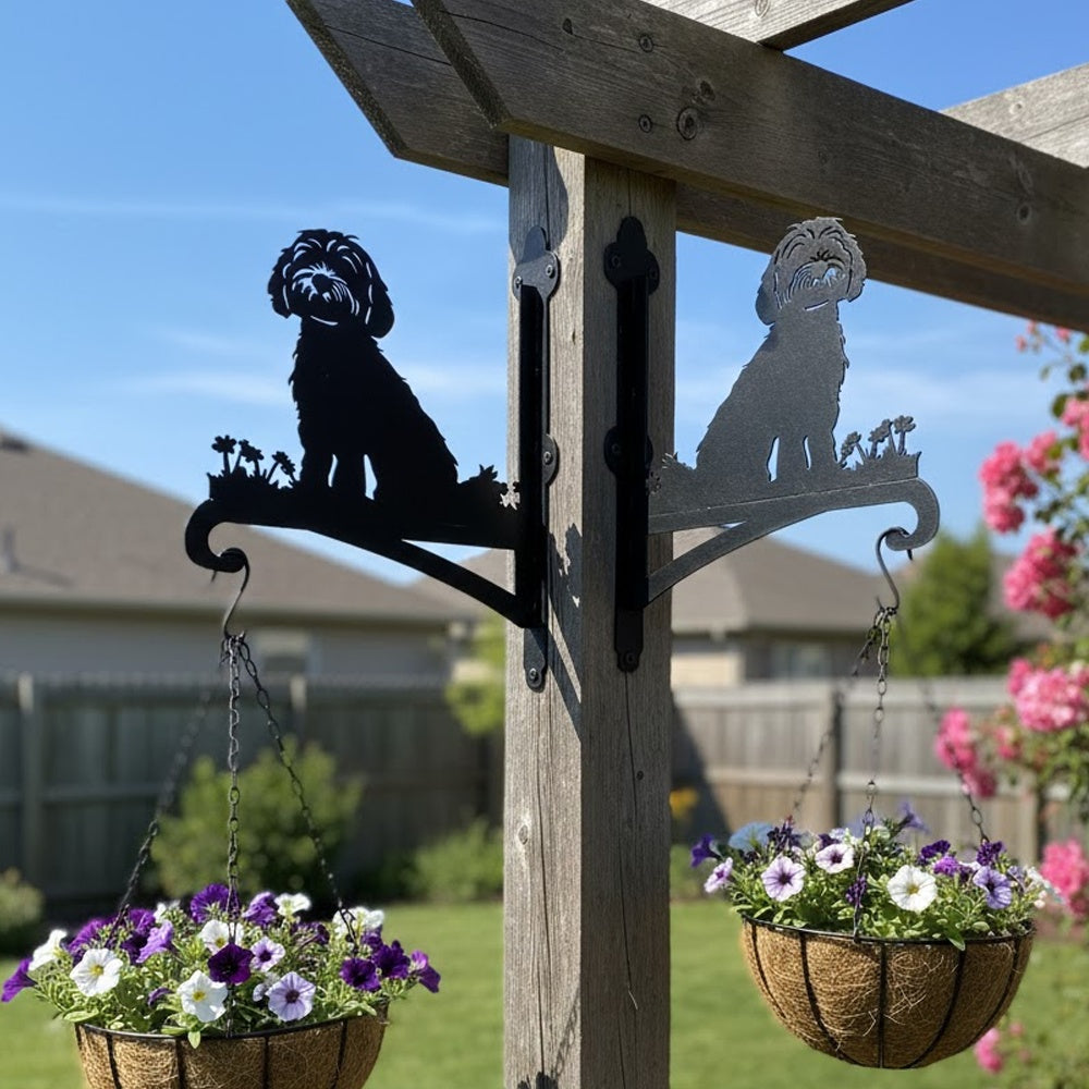 Havanese metal hanging basket bracket mounted on outdoor wall for plant decoration