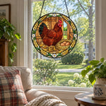 Hen stained glass suncatcher window hanging, suitable for home and garden decoration
