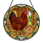 Hen stained glass suncatcher window hanging, suitable for home and garden decoration