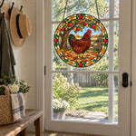 Hen stained glass suncatcher window hanging, suitable for home and garden decoration