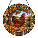 Hen stained glass suncatcher window hanging, suitable for home and garden decoration
