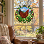 Hen stained glass suncatcher window hanging, suitable for home and garden decoration