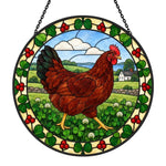 Hen stained glass suncatcher window hanging, suitable for home and garden decoration