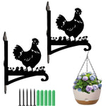Hen with chicks metal hanging basket bracket mounted on outdoor wall for plant decoration