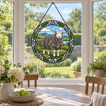 Herdwick sheep stained glass suncatcher window hanging, suitable for home and garden decoration