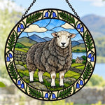 Herdwick sheep stained glass suncatcher window hanging, suitable for home and garden decoration