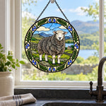 Herdwick sheep stained glass suncatcher window hanging, suitable for home and garden decoration