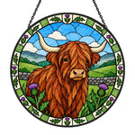 Highland cattle stained glass suncatcher window hanging, suitable for home and garden decoration