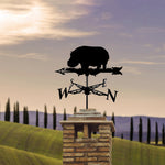 Hippo metal weather vane with directional arrows and mounting rod, outdoor roof and garden decoration