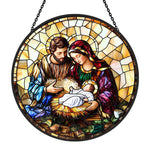 Holy family nativity scene stained glass suncatcher window hanging, suitable for home and garden decoration