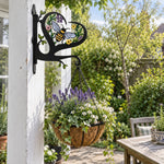Bee metal hanging basket bracket mounted on outdoor wall for plant decoration
