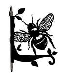 Honeybee on leaves metal hanging basket bracket mounted on outdoor wall for plant decoration