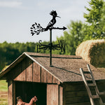 Hoopoe bird metal weather vane with directional arrows and mounting rod, outdoor roof and garden decoration