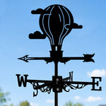 Hot air balloon metal weather vane with directional arrows and mounting rod, outdoor roof and garden decoration