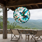 Hummingbird floral art stained glass suncatcher window hanging, suitable for home and garden decoration