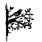 Hummingbird stand on branch metal hanging basket bracket mounted on outdoor wall for plant decoration