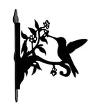 Hummingbird with honeysuckle metal hanging basket bracket mounted on outdoor wall for plant decoration