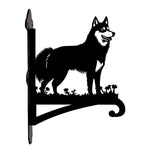 Husky metal hanging basket bracket mounted on outdoor wall for plant decoration