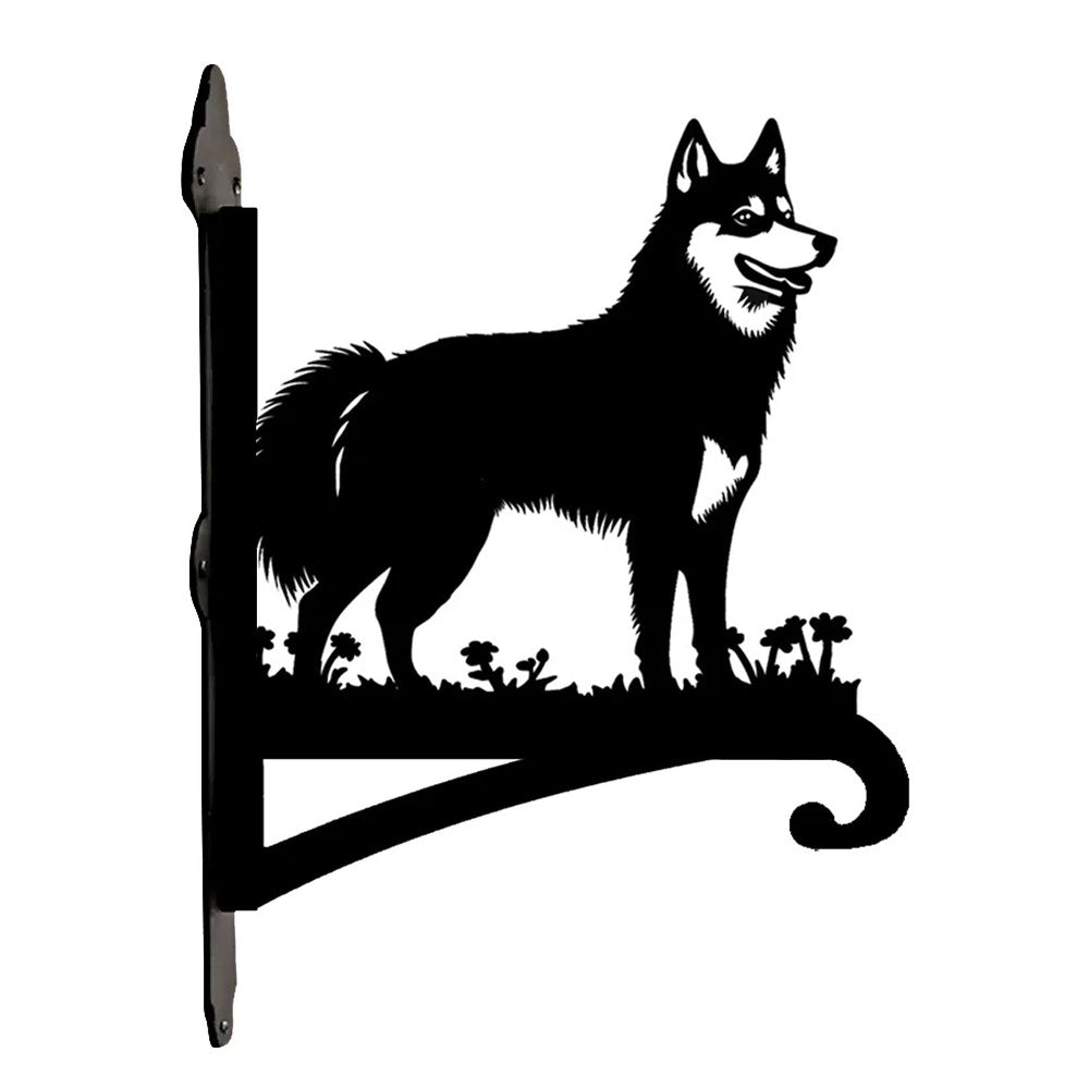Husky metal hanging basket bracket mounted on outdoor wall for plant decoration