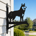 Husky metal hanging basket bracket mounted on outdoor wall for plant decoration