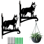 Husky metal hanging basket bracket mounted on outdoor wall for plant decoration