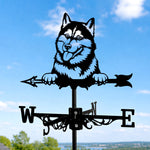 Husky metal weather vane with directional arrows and mounting rod, outdoor roof and garden decoration