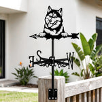 Husky metal weather vane with directional arrows and mounting rod, outdoor roof and garden decoration