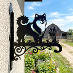 Icelandic sheepdog metal hanging basket bracket mounted on outdoor wall for plant decoration