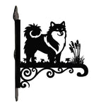Icelandic sheepdog metal hanging basket bracket mounted on outdoor wall for plant decoration
