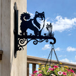 Icelandic sheepdog metal hanging basket bracket mounted on outdoor wall for plant decoration