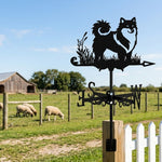 Icelandic Sheepdog metal weather vane with directional arrows and mounting rod, outdoor roof and garden decoration