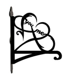 Infinity double heart you and me metal hanging basket bracket mounted on outdoor wall for plant decoration