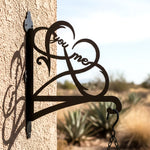 Infinity double heart you and me metal hanging basket bracket mounted on outdoor wall for plant decoration