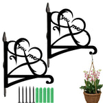 Infinity double heart you and me metal hanging basket bracket mounted on outdoor wall for plant decoration