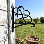 Infinity double heart you and me metal hanging basket bracket mounted on outdoor wall for plant decoration